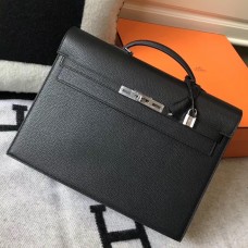 Copy Hermes Kelly Depeche 38 Briefcase In Black Calfskin JM908Lm44