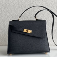 Copy Hermes Kelly En Desordre 20 Handmade Bag In Black Epsom Calfskin JM410Kl59