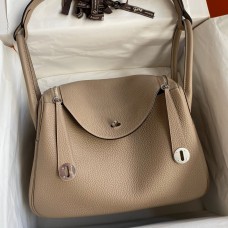 Copy Hermes Lindy 30 Handmade Bag In Tourterelle Clemence Leather JM2080it96