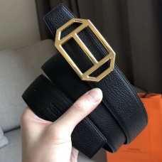 Copy Hermes Pad Reversible Belt In Black Clemence Leather JM1693pg57