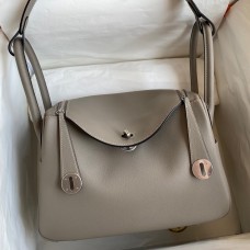 Designer Fake Hermes Lindy 26 Handmade Bag In Gris Asphalt Evercolor Leather JM493UT24