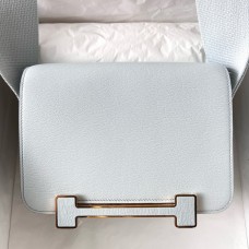 Fake AAA Hermes Geta Handmade Bag In Blue Brume Chevre Mysore Leather JM1338XW34