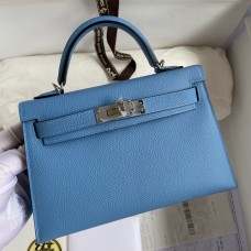 Fake AAA Hermes Kelly Mini II Sellier Handmade Bag In Blue Paradise Epsom Calfskin JM1040XW34