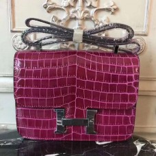 Fake Best Hermes Fuchsia Constance MM 24cm Crocodile Bag JM901HE81