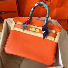 Fake Hermes Birkin 30 Handmade Bag In Orange Epsom Leather JM1667UI88