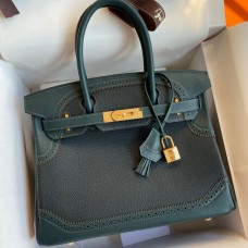 Fake Hermes Ghillies Birkin 30cm Limited-edition Bag In Black Calfskin JM1047SY47