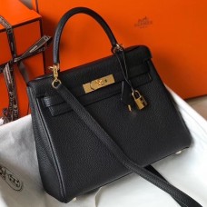Fashion Hermes Kelly 25cm Retourne Bag In Black Clemence Leather JM2004UE80