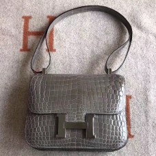 First-class Quality Hermes Constance 24 Handmade Bag In Grey Niloticus Crocodile JM1736AC65
