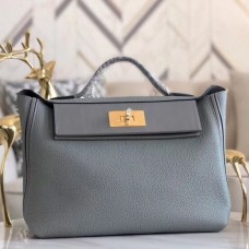Hermes 24/24 29 Bag In Blue Glacier Clemence Calfskin JM1050Rd78