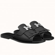 Hermes Auteuil Sandals In Black Calfskin JM51ni51
