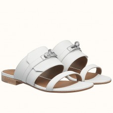 Hermes Avenue Sandals In White Calfskin JM432fj51