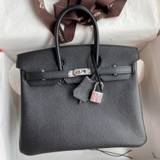 Hermes Birkin 25 Handmade Bag In Black Epsom Calfskin JM1452yK94