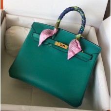 Hermes Birkin 25 Handmade Bag In Malachite Swift Leather JM524nF79