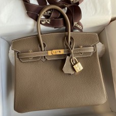 Hermes Birkin 25 Handmade Bag In Taupe Clemence Leather JM1732uU16