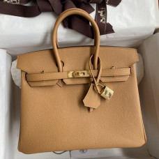 Hermes Birkin 25 Retourne Handmade Bag In Biscuit Epsom Calfskin JM1973tu77