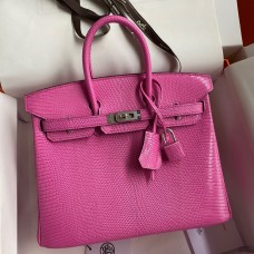 Hermes Birkin 25 Retourne Handmade Bag In Pink Lizard Leather JM1367NR41