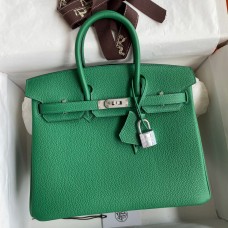 Hermes Birkin 25 Retourne Handmade Bag In Vert Vertigo Clemence Leather JM1413mx92