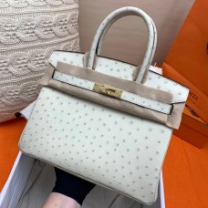 Hermes Birkin 30 Handmade Bag In Beton Ostrich Skin JM1792lu18