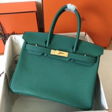 Hermes Birkin 30 Handmade Bag In Malachite Epsom Leather JM525bF80