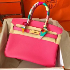 Hermes Birkin 30 Handmade Bag In Rose Lipstick Epsom Leather JM927Mv33