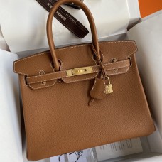 Hermes Birkin 30 Retourne Handmade Bag In Gold Clemence Leather JM115FW33