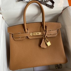 Hermes Birkin 30 Retourne Handmade Bag In Gold Epsom Calfskin JM715lx53