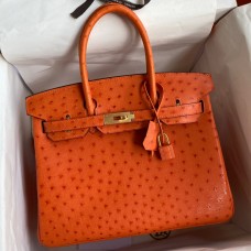 Hermes Birkin 30 Retourne Handmade Bag In Orange Ostrich Leather JM1724ZP49