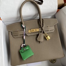 Hermes Birkin 30 Retourne Handmade Bag In Taupe Epsom Calfskin JM774xh67