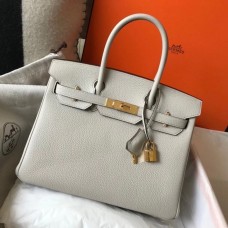 Hermes Birkin 30cm Bag In Pearl Grey Clemence Leather GHW JM1002vp28