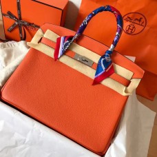 Hermes Birkin 35 Handmade Bag In Orange Clemence Leather JM1085BF80