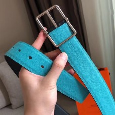 Hermes Bleu Obscur Saddle 38MM Reversible Belt JM456uw21