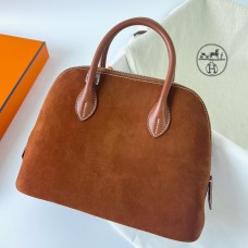 Hermes Bolide 1923 25 Handmade Bag In Gold Doblis Suede Leather JM1417Wc12