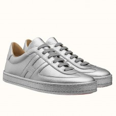 Hermes Boomerang Sneakers In Silver Epsom Leather JM388sf78