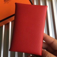 Hermes Calvi Card Holder In Red Epsom Leather JM03yC28