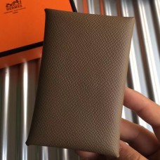 Hermes Calvi Card Holder In Taupe Epsom Leather JM598kG55