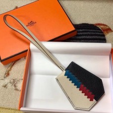 Hermes Clochette Cles Grand Tressage Charm In White/Black JM722dV68