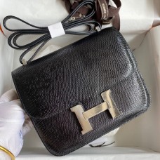 Hermes Constance 18 Handmade Bag In Black Lizard Leather JM734Hk55