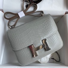 Hermes Constance 18 Handmade Bag In Grey Matte Alligator Leather JM622Pf97