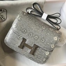 Hermes Constance 18 Handmade Bag In Ombre Embossed Natural Lizard JM938SV68