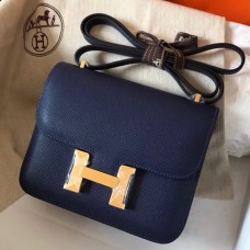 Hermes Constance 18 Handmade Bag In Sapphire Epsom Leather JM372bM57