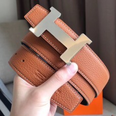 Hermes Constance Belt Buckle & Brown Clemence 38 MM Strap JM1799dM16