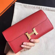Hermes Constance Long Wallet In Red Epsom Leather JM1301AM45