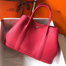 Hermes Garden Party 30 Bag In Rose Red Taurillon Leather JM415Yf74