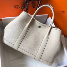 Hermes Garden Party 30 Bag In White Taurillon Leather JM567us64