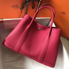 Hermes Garden Party 36 Bag In Rose Tyrien Clemence Leather JM865us64