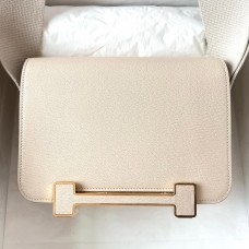Hermes Geta Handmade Bag In Nata Chevre Mysore Leather JM559jq27