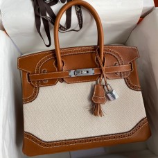 Hermes Ghillies Birkin 30cm Limited-edition Bag In Toile & Gold Swift Leather JM640SV68