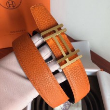 Hermes H Au Carre Belt Buckle & Orange 32mm Strap JM390aM39