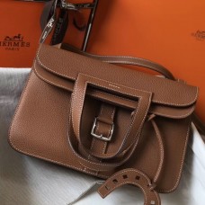 Hermes Halzan 31cm Bag In Gold Clemence Leather JM1771OG45
