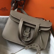 Hermes Halzan 31cm Bag In Grey Clemence Leather JM1111KD87
